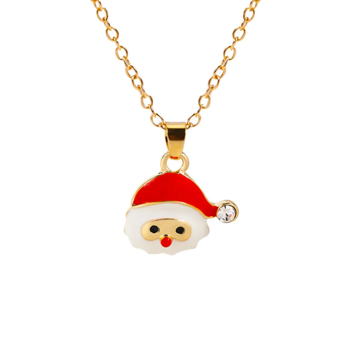 Simple Style Classic Style Christmas Tree Alloy Inlay Rhinestones Christmas Kid'S Pendant Necklace