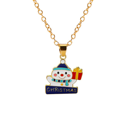 Simple Style Classic Style Christmas Tree Alloy Inlay Rhinestones Christmas Kid'S Pendant Necklace