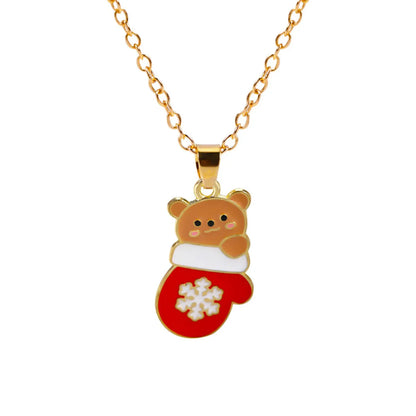 Simple Style Classic Style Christmas Tree Alloy Inlay Rhinestones Christmas Kid'S Pendant Necklace