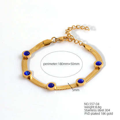 Simple Style Classic Style Color Block 304 Stainless Steel Natural Stone 18K Gold Plated Crystal Bracelets In Bulk