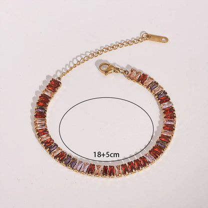 Simple Style Classic Style Color Block 304 Stainless Steel Zircon Bracelets In Bulk