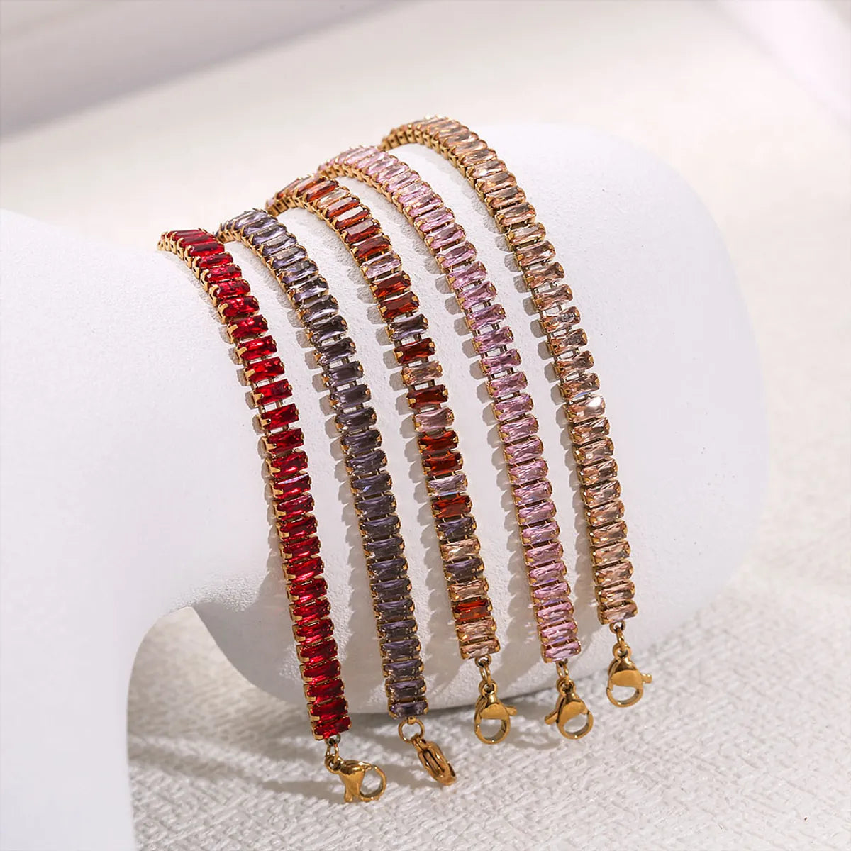 Simple Style Classic Style Color Block 304 Stainless Steel Zircon Bracelets In Bulk