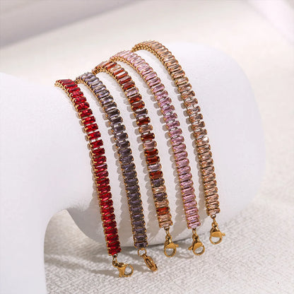 Simple Style Classic Style Color Block 304 Stainless Steel Zircon Bracelets In Bulk