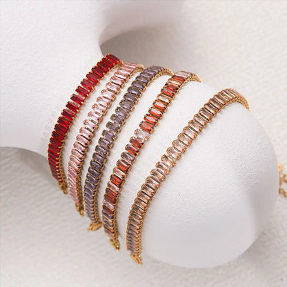 Simple Style Classic Style Color Block 304 Stainless Steel Zircon Bracelets In Bulk