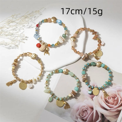 Simple Style Classic Style Color Block Alloy Glass Beaded Women's Bracelets