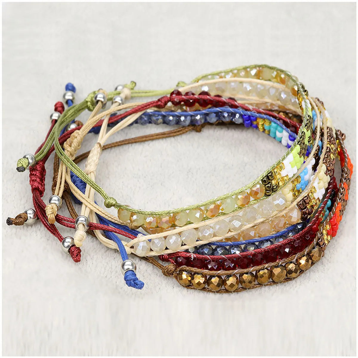 Simple Style Classic Style Color Block Bead Wax Line Crystal Beaded Women's Bracelets