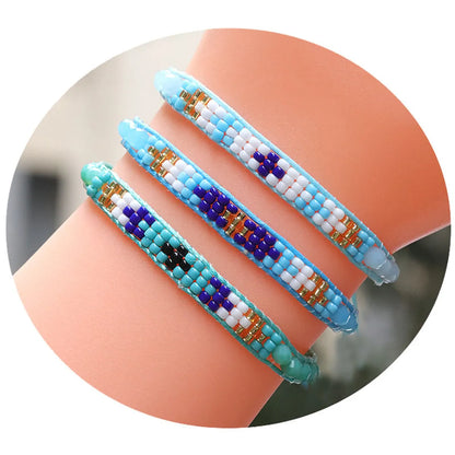 Simple Style Classic Style Color Block Bead Wax Line Crystal Beaded Women's Bracelets