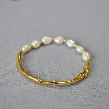 Simple Style Classic Style Color Block Imitation Pearl Brass Wholesale Bracelets