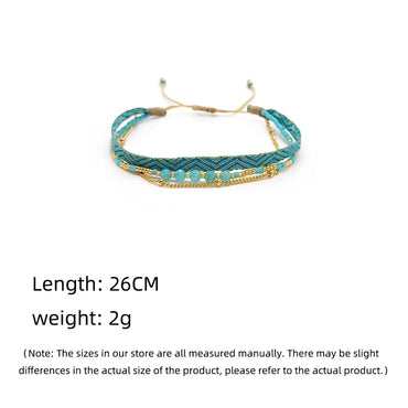 Simple Style Classic Style Color Block Natural Stone Layered Knitting 18k Gold Plated Bracelets