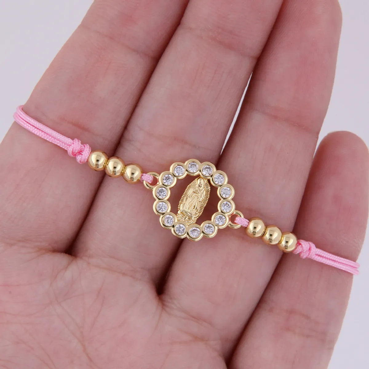 Simple Style Classic Style Color Block Rope Copper Plating Inlay Zircon 18K Gold Plated Women's Drawstring Bracelets