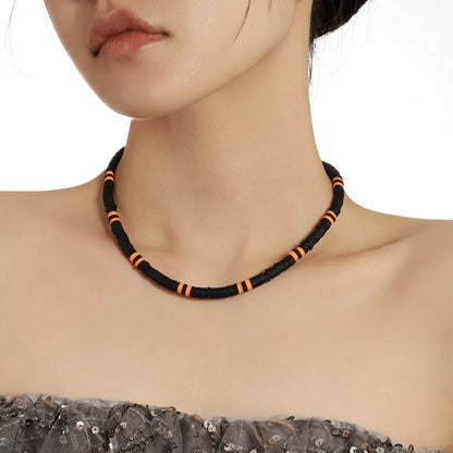 Simple Style Classic Style Color Block Soft Clay Beaded Women's Necklace