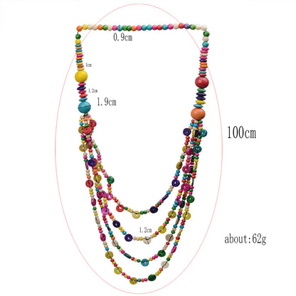 Simple Style Classic Style Color Block Wooden Beads Coconut Shell Charcoal Women'S Layered Necklaces