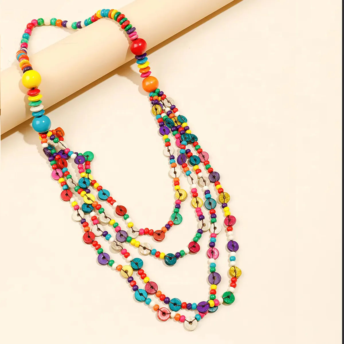 Simple Style Classic Style Color Block Wooden Beads Coconut Shell Charcoal Women'S Layered Necklaces