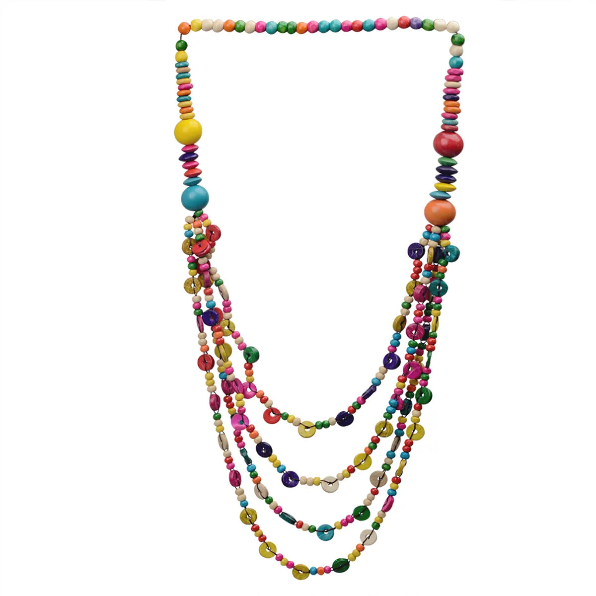 Simple Style Classic Style Color Block Wooden Beads Coconut Shell Charcoal Women'S Layered Necklaces