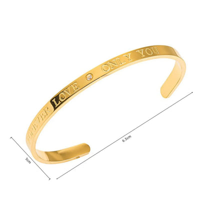 Simple Style Classic Style Commute C Shape Love Letter 304 Stainless Steel 18K Gold Plated Rhinestones Bangle In Bulk