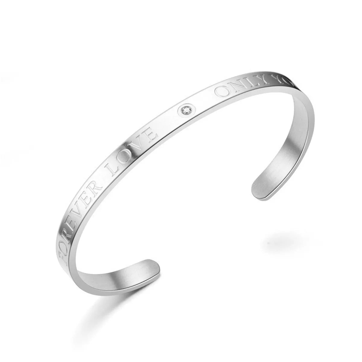 Simple Style Classic Style Commute C Shape Love Letter 304 Stainless Steel 18K Gold Plated Rhinestones Bangle In Bulk