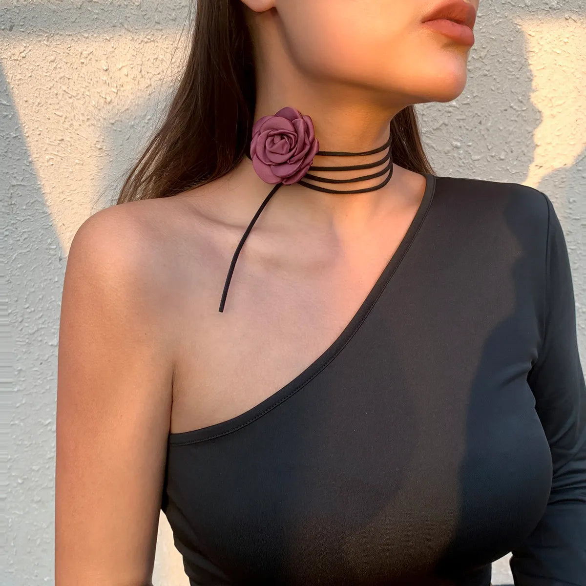 Simple Style Classic Style Commute Flower Cloth Irregular Tassel Three-Dimensional Fabric Women'S Choker