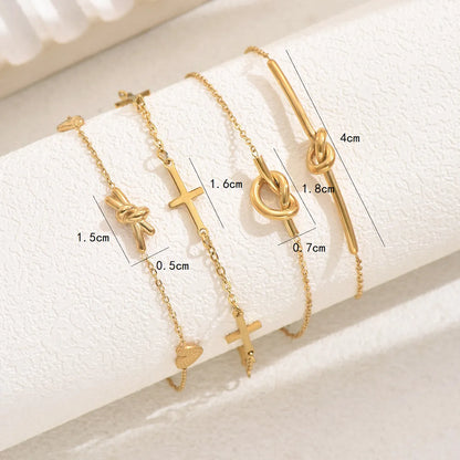 Simple Style Classic Style Commute Geometric Cross Heart Shape 201 Stainless Steel 18K Gold Plated Bracelets In Bulk