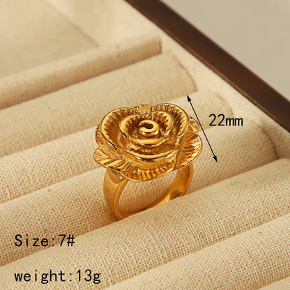 Simple Style Classic Style Commute Geometric Flower 304 Stainless Steel 18K Gold Plated Rings In Bulk