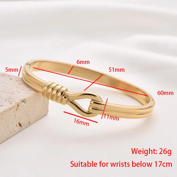 Simple Style Classic Style Commute Geometric Lines Titanium Steel Gold Plated Bangle In Bulk
