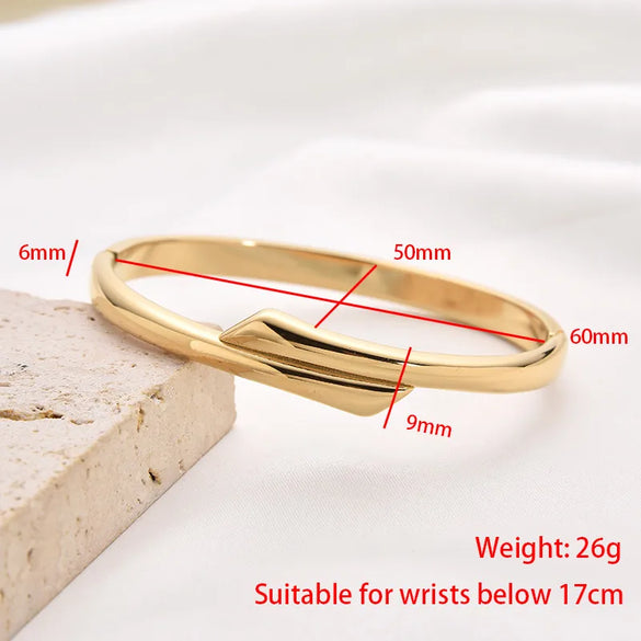 Simple Style Classic Style Commute Geometric Lines Titanium Steel Gold Plated Bangle In Bulk