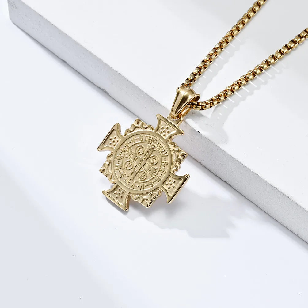 Simple Style Classic Style Commute Human Solid Color 304 Stainless Steel 18K Gold Plated Men'S Pendant Necklace