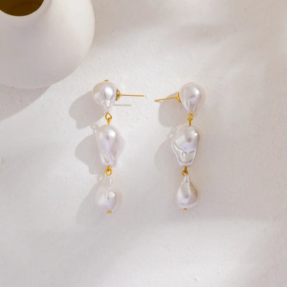 Simple Style Classic Style Commute Irregular Imitation Pearl Three-dimensional Women's Drop Earrings