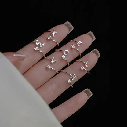 Simple Style Classic Style Commute Letter Zinc Alloy Inlay Rhinestones Unisex Open Rings