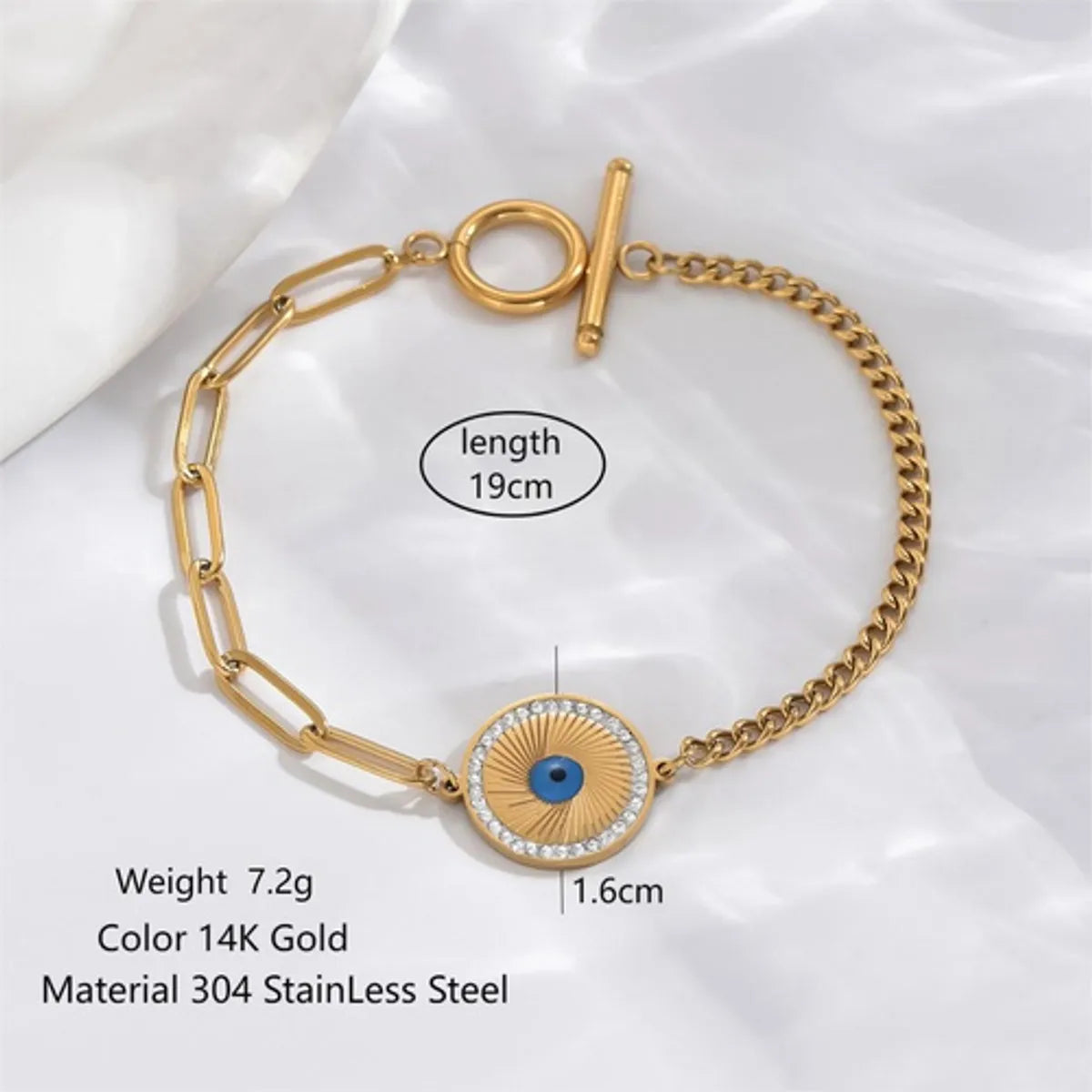 Simple Style Classic Style Commute Round Life Tree Eye 304 Stainless Steel 14K Gold Plated Zircon Bracelets In Bulk