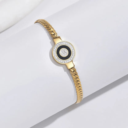 Simple Style Classic Style Commute Round Life Tree Eye 304 Stainless Steel 14K Gold Plated Zircon Bracelets In Bulk