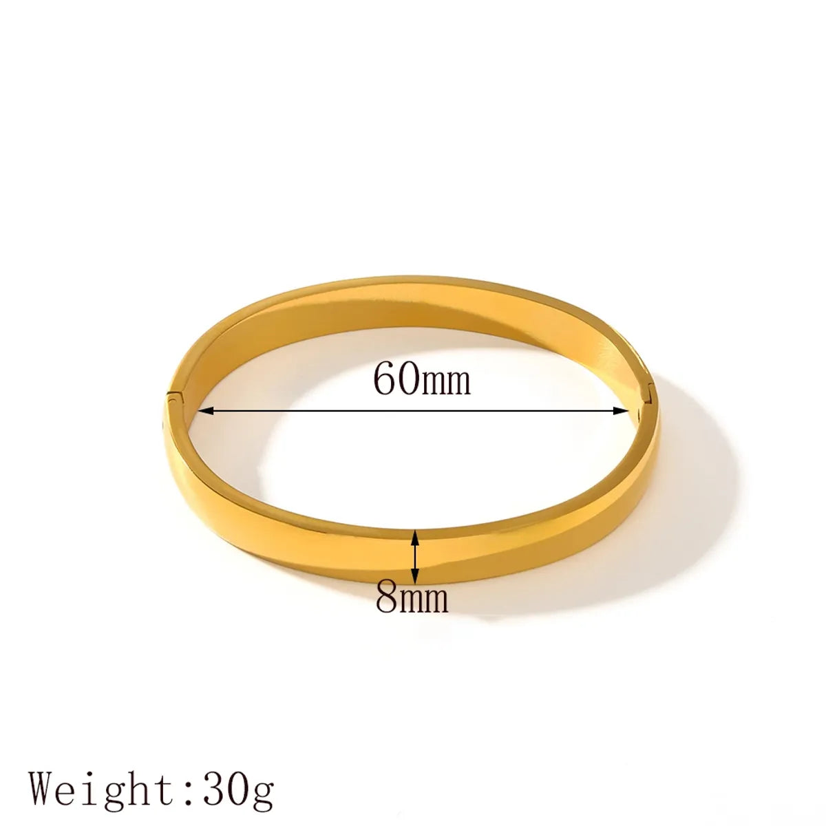 Simple Style Classic Style Commute Solid Color 304 Stainless Steel 18K Gold Plated Bangle In Bulk