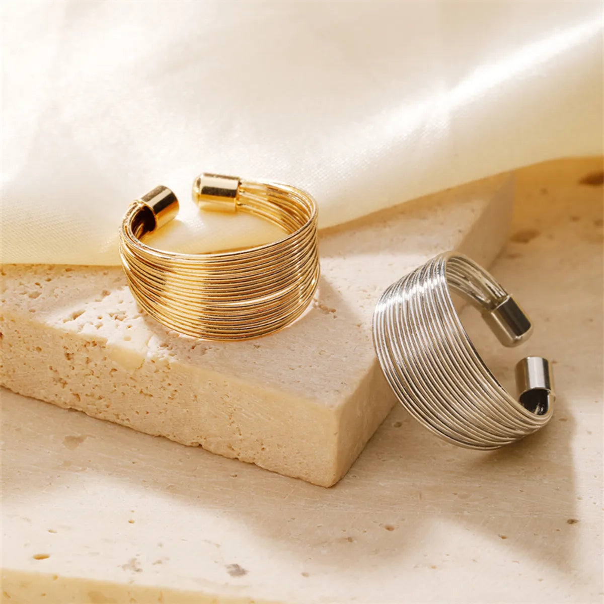 Simple Style Classic Style Commute Solid Color K Gold Plated Rhodium Plated Iron Wholesale Open Rings