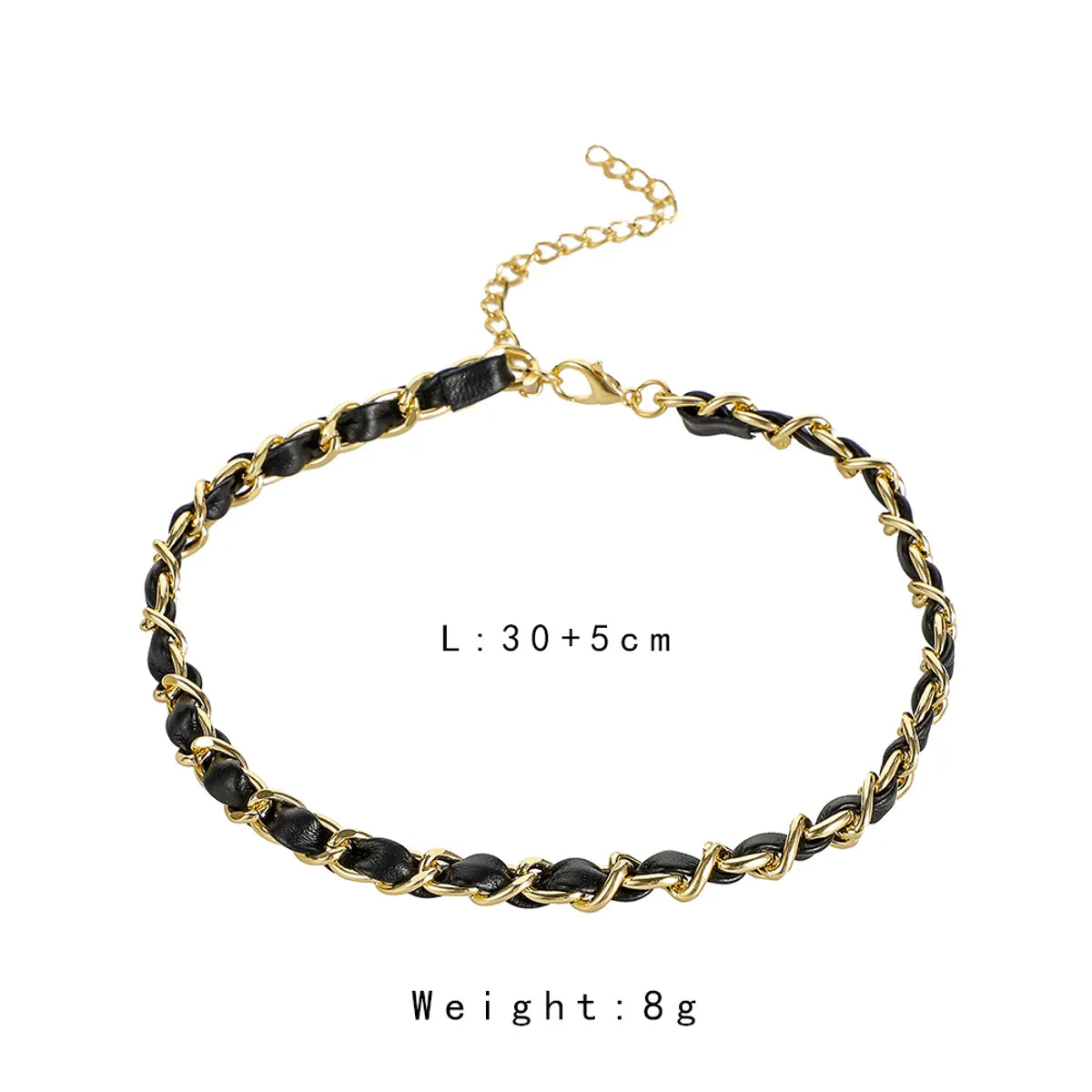 Simple Style Classic Style Commute Solid Color Patent Leather Aluminum Braid 14K Gold Plated Gold Plated Women's Choker