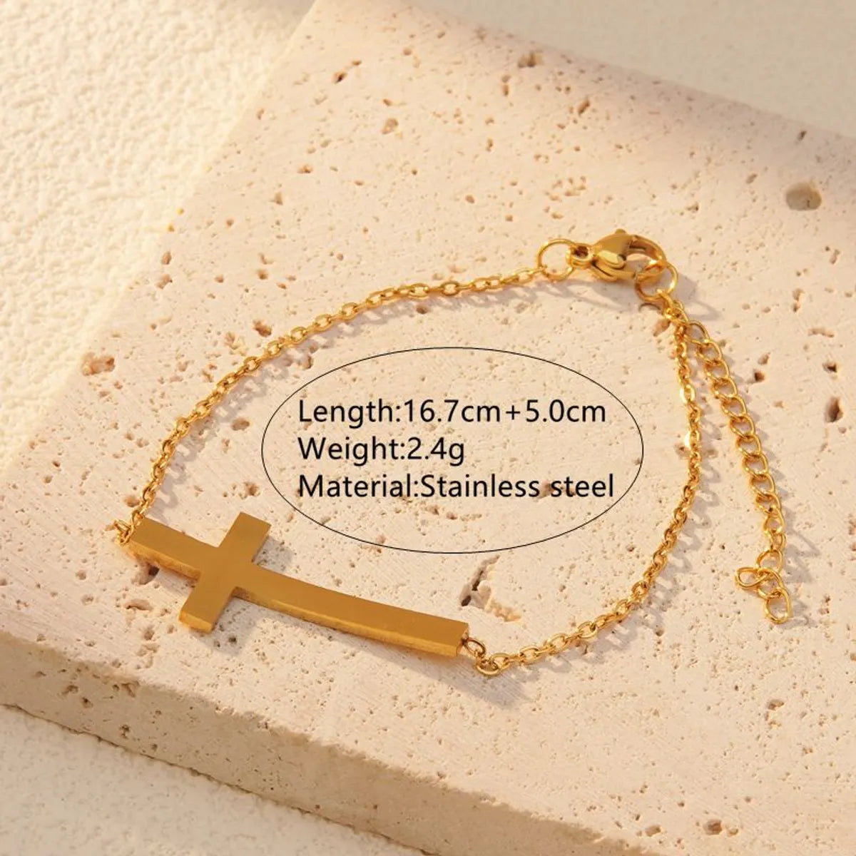 Simple Style Classic Style Cross 304 Stainless Steel 18K Gold Plated Bracelets In Bulk