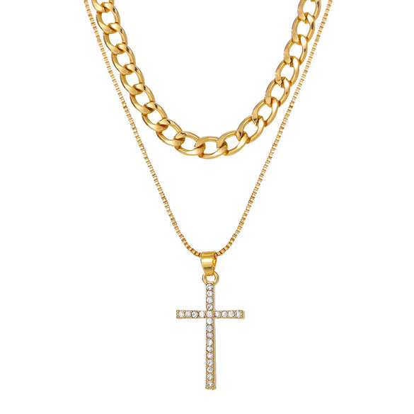 Simple Style Classic Style Cross Alloy Wholesale Layered Necklaces
