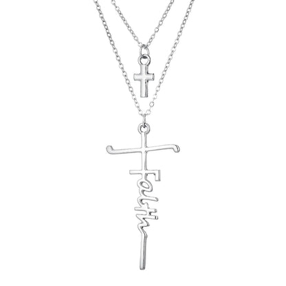 Simple Style Classic Style Cross Alloy Wholesale Layered Necklaces