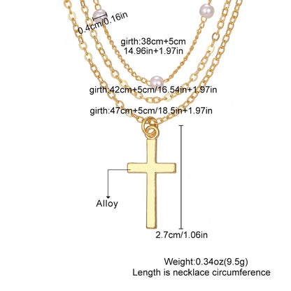 Simple Style Classic Style Cross Alloy Wholesale Layered Necklaces