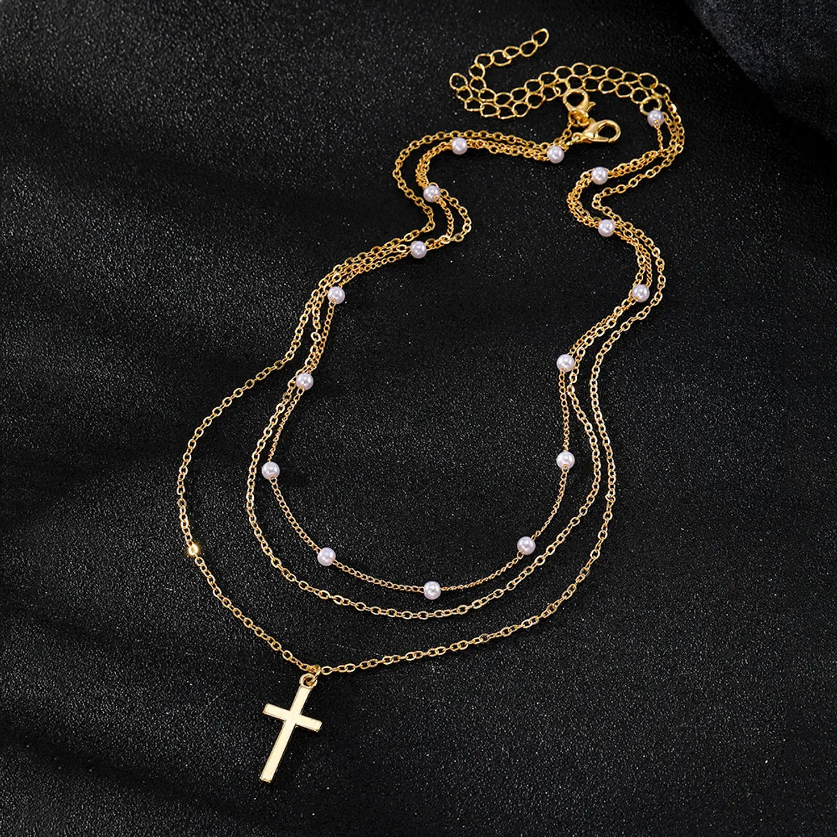 Simple Style Classic Style Cross Alloy Wholesale Layered Necklaces