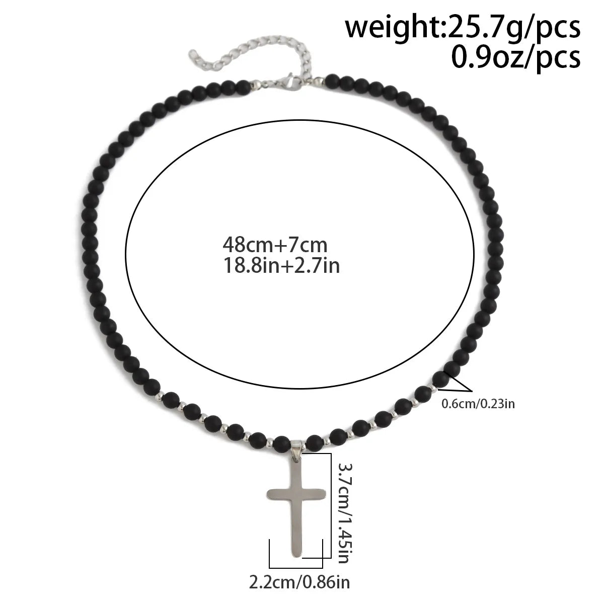 Simple Style Classic Style Cross Natural Stone Titanium Steel Beaded Men'S Pendant Necklace