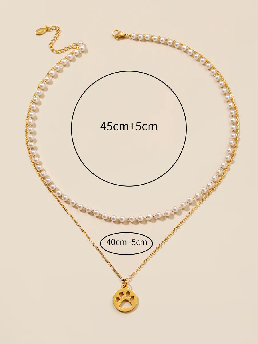 Simple Style Classic Style Cross Stainless Steel Imitation Pearl Beaded Plating Women's Necklace