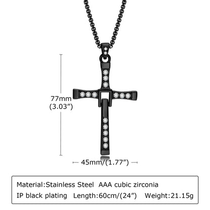 Simple Style Classic Style Cross Stainless Steel Plating Inlay Zircon 18k Gold Plated Men's Pendant Necklace