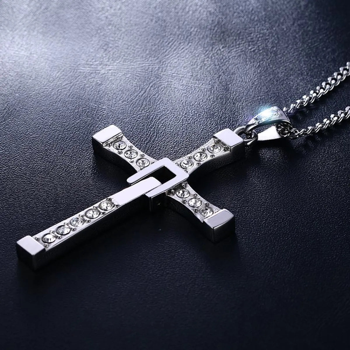 Simple Style Classic Style Cross Stainless Steel Plating Inlay Zircon 18k Gold Plated Men's Pendant Necklace