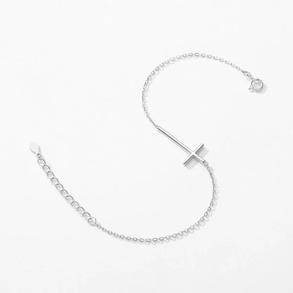 Simple Style Classic Style Cross Sterling Silver Plating Rhodium Plated Bracelets