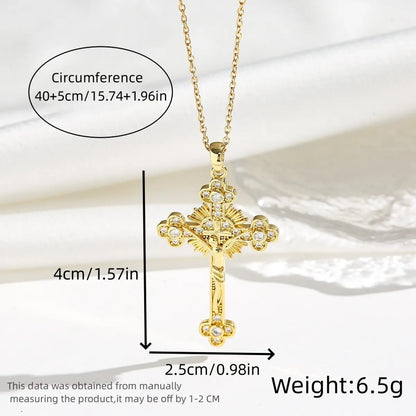 Simple Style Classic Style Cross Titanium Steel Plating Inlay Zircon Gold Plated Silver Plated Pendant Necklace