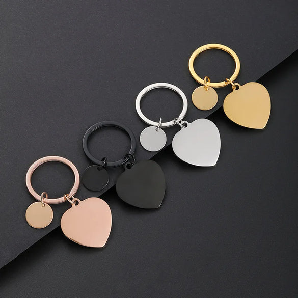 Simple Style Classic Style Customization Laser Engraving Heart Shape 201 Stainless Steel Plating Unisex Bag Pendant Keychain