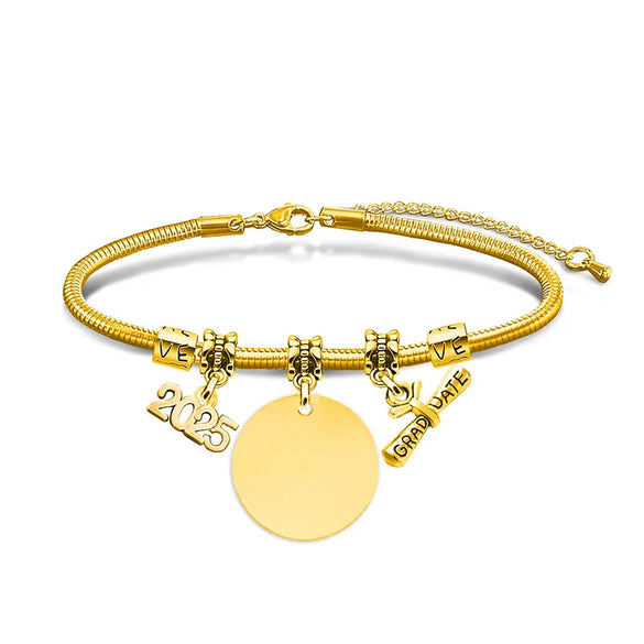 Simple Style Classic Style Customization Laser Engraving Heart Shape 201 Stainless Steel Snake Chain Bracelets In Bulk