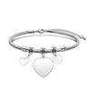 Simple Style Classic Style Customization Laser Engraving Heart Shape 201 Stainless Steel Snake Chain Bracelets In Bulk