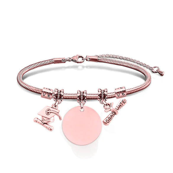 Simple Style Classic Style Customization Laser Engraving Heart Shape 201 Stainless Steel Snake Chain Bracelets In Bulk