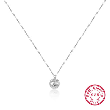 Simple Style Classic Style Devil's Eye Sterling Silver Plating Inlay Zircon 18k Gold Plated White Gold Plated Pendant Necklace