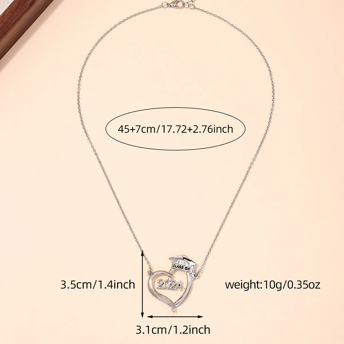 Simple Style Classic Style Doctoral Cap Number Heart Shape Zinc Alloy Women'S Pendant Necklace